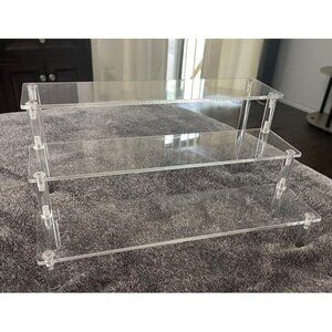 New Acrylic Display Risers,Clear Shelf 3 Tier Cupcake Display Stand Steps